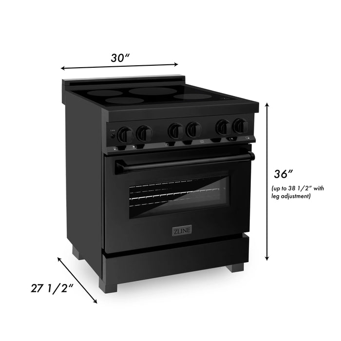 ZLINE Induction Range with a 4 Element Stove and Electric Oven in Black Stainless Steel RAIND-BS-30 - Farmhouse Kitchen and Bath