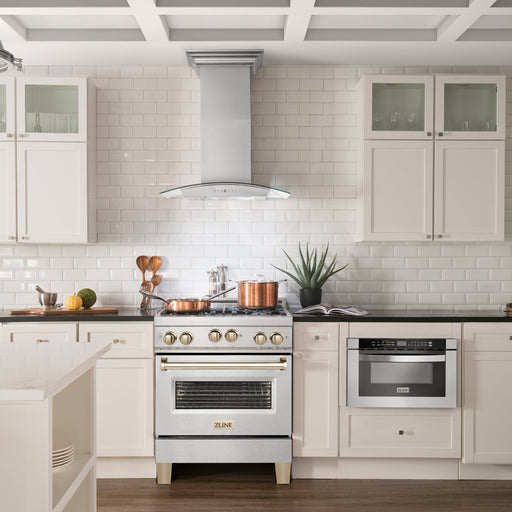 ZLINE 30" Autograph Gas Range Gas, DuraSnow, RGSZ-SN-30-G - Farmhouse Kitchen and Bath