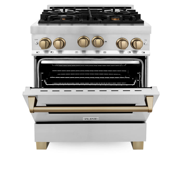 ZLINE 30" Autograph Edition, Gas Range, Gas Oven White Door, RGZ-30-CB - Farmhouse Kitchen and Bath