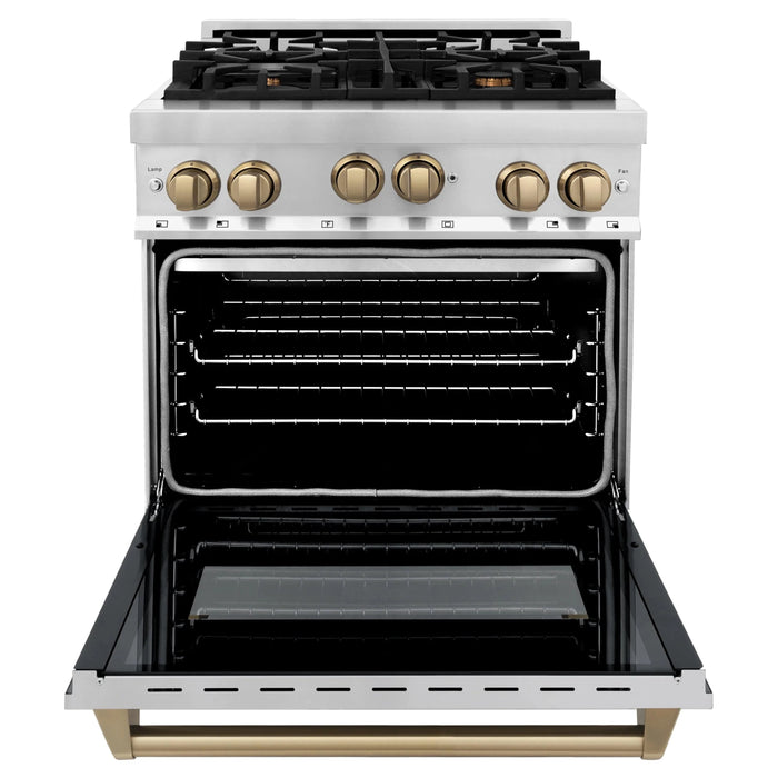 ZLINE 30" Autograph Edition, Gas Range, Gas Oven White Door, RGZ-30-CB - Farmhouse Kitchen and Bath