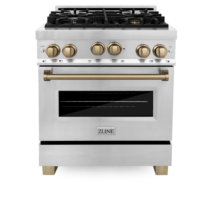 ZLINE 30" Autograph Edition, Gas Range, Gas Oven White Door, RGZ-30-CB - Farmhouse Kitchen and Bath