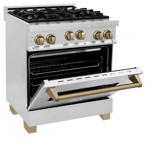 ZLINE 30" Autograph Edition, Gas Range, Gas Oven White Door, RGZ-30-CB - Farmhouse Kitchen and Bath