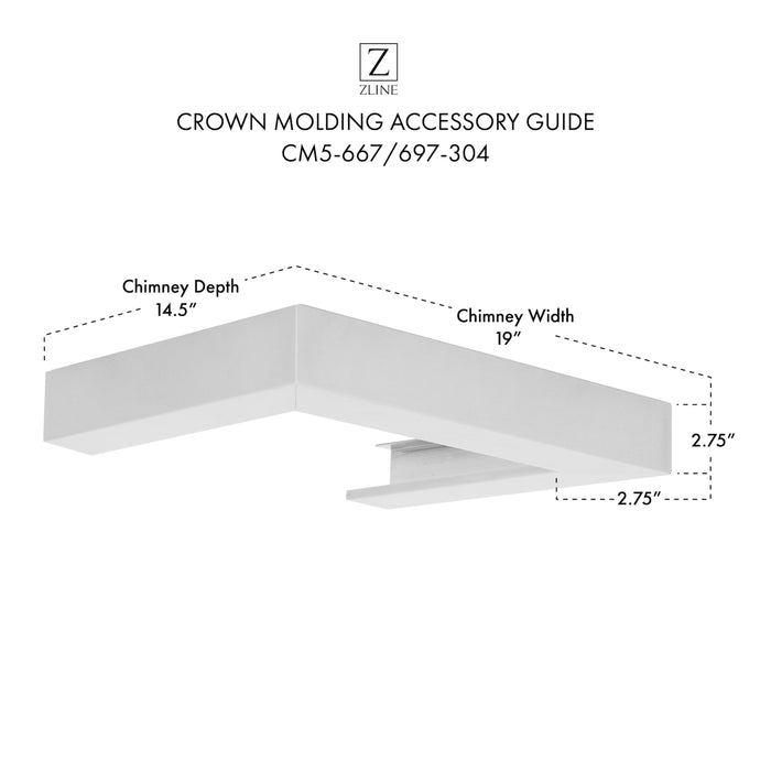 ZLINE Crown Molding 5 for Wall Range Hood, CM5-667/697-304 - Farmhouse Kitchen and Bath