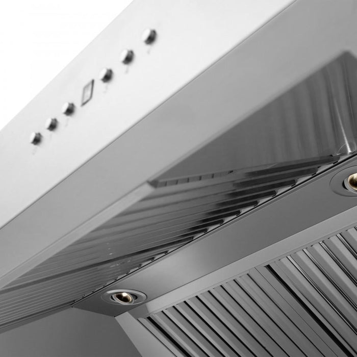 DISC ZLINE 42" Professional Wall Range Hood, Built-in CrownSound® Bluetooth Speakers, 697CRN-BT-42 - Farmhouse Kitchen and Bath