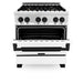 ZLINE 30" Autograph Gas Range, DuraSnow, White Door, RGSZ-WM-30-MB - Farmhouse Kitchen and Bath