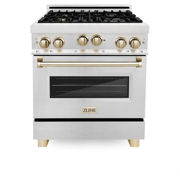 ZLINE 30" Autograph Gas Range Gas, DuraSnow, RGSZ-SN-30-G - Farmhouse Kitchen and Bath