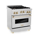 ZLINE 30" Autograph Gas Range Gas, DuraSnow, RGSZ-SN-30-G
