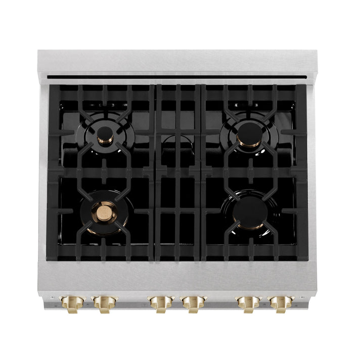 ZLINE 30" Autograph Gas Range Gas, DuraSnow, RGSZ-SN-30-G - Farmhouse Kitchen and Bath