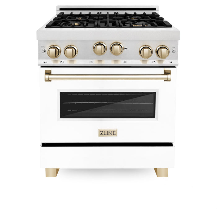 ZLINE 30" Autograph Gas Range, DuraSnow, White Door, RGSZ-WM-30-G - Farmhouse Kitchen and Bath