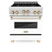 ZLINE 30" Autograph Gas Range, DuraSnow, White Door, RGSZ-WM-30-G - Farmhouse Kitchen and Bath