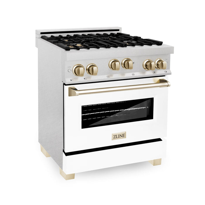 ZLINE 30" Autograph Gas Range, DuraSnow, White Door, RGSZ-WM-30-G - Farmhouse Kitchen and Bath