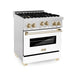 ZLINE 30" Autograph Gas Range, DuraSnow, White Door, RGSZ-WM-30-G - Farmhouse Kitchen and Bath