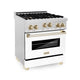 ZLINE 30" Autograph Gas Range, DuraSnow, White Door, RGSZ-WM-30-G