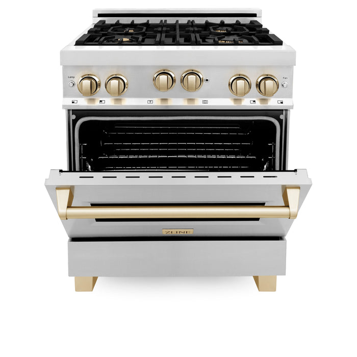 ZLINE 30" Autograph Edition, Gas Range, Gas Oven White Door, RGZ-30-G - Farmhouse Kitchen and Bath