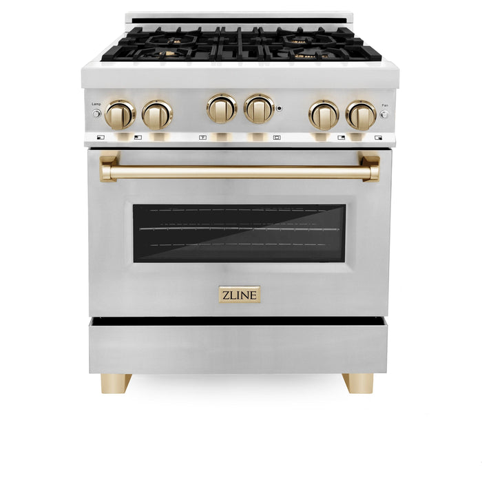 ZLINE 30" Autograph Edition, Gas Range, Gas Oven White Door, RGZ-30-G - Farmhouse Kitchen and Bath