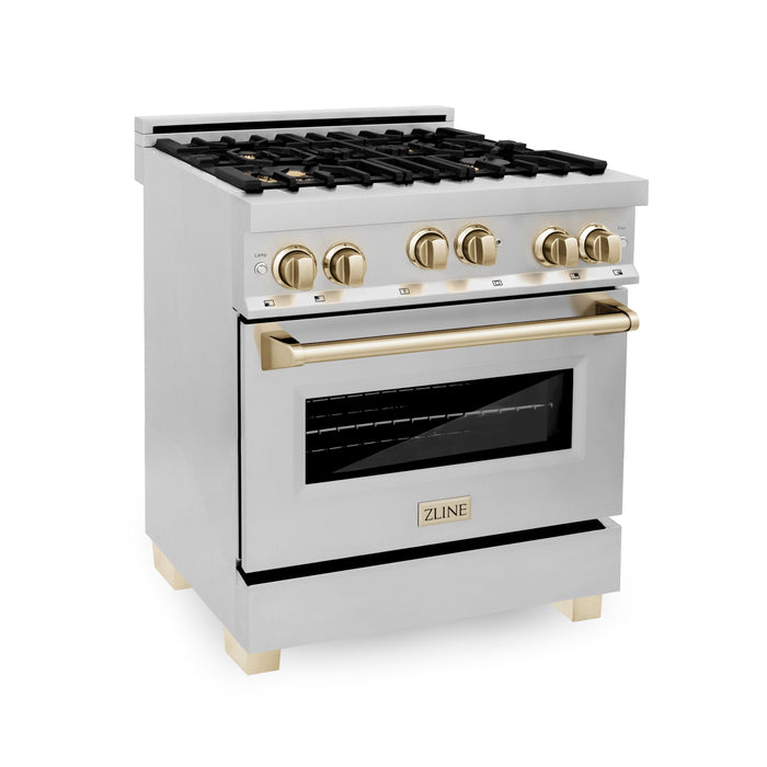 ZLINE 30" Autograph Edition, Gas Range, Gas Oven White Door, RGZ-30-G - Farmhouse Kitchen and Bath