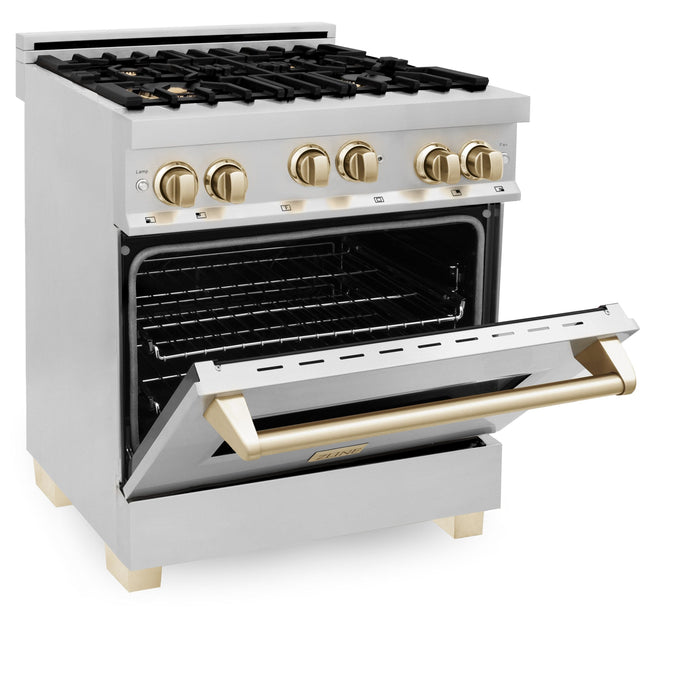 ZLINE 30" Autograph Edition, Gas Range, Gas Oven White Door, RGZ-30-G - Farmhouse Kitchen and Bath