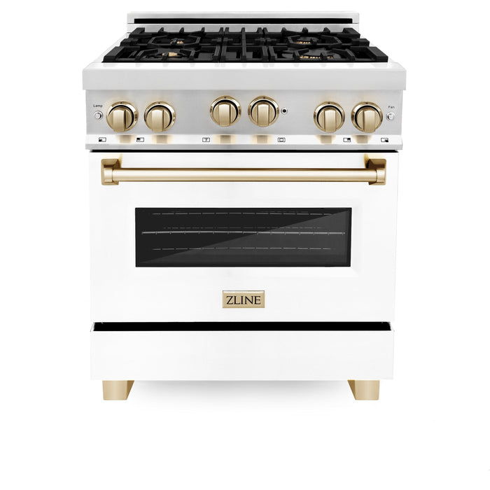 ZLINE 30" Autograph Edition, Gas Range, White Door, RGZ-WM-30-G - Farmhouse Kitchen and Bath
