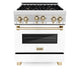 ZLINE 30" Autograph Edition, Gas Range, White Door, RGZ-WM-30-G