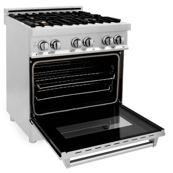 ZLINE 30" Dual Fuel Oven Range, Stainless Steel, Brass Burners, RA-BR-30 - Farmhouse Kitchen and Bath
