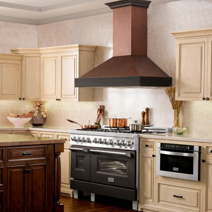 ZLINE 48" Hand-Hammered Copper Finish Wall Range Hood, 655-HBXXX-48 - Farmhouse Kitchen and Bath