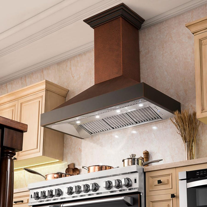 ZLINE 48" Hand-Hammered Copper Finish Wall Range Hood, 655-HBXXX-48 - Farmhouse Kitchen and Bath