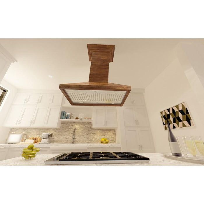 ZLINE 48" Wooden Island Range Hood in Walnut, KBiRR-48 - Farmhouse Kitchen and Bath