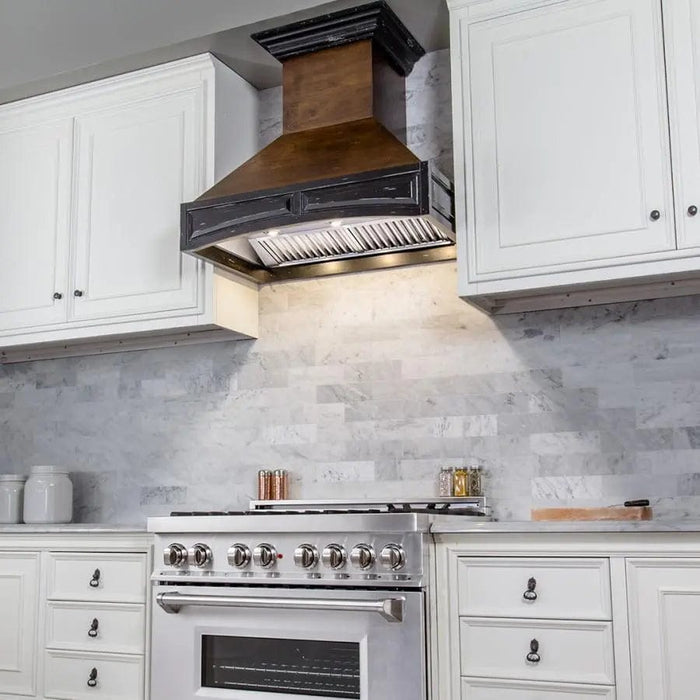 ZLINE 30" Wooden Wall Range Hood, Crown Molding 321AR-30 - Farmhouse Kitchen and Bath