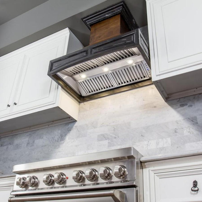 ZLINE 42"  Wooden Wall Mount Range Hood, Antigua and Walnut, 321AR-RD-42 - Farmhouse Kitchen and Bath