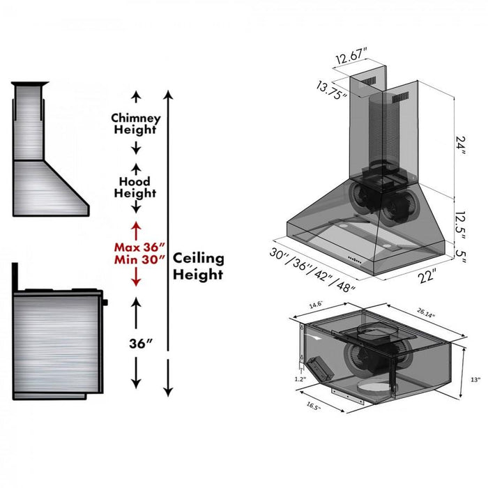 ZLINE 30" Wooden Wall Range Hood, Walnut, Remote Motor, 321AR-RS-30-400 - Farmhouse Kitchen and Bath