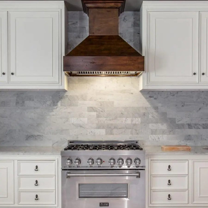 ZLINE 30" Wooden Wall Range Hood, Crown Molding 355WH-30 - Farmhouse Kitchen and Bath