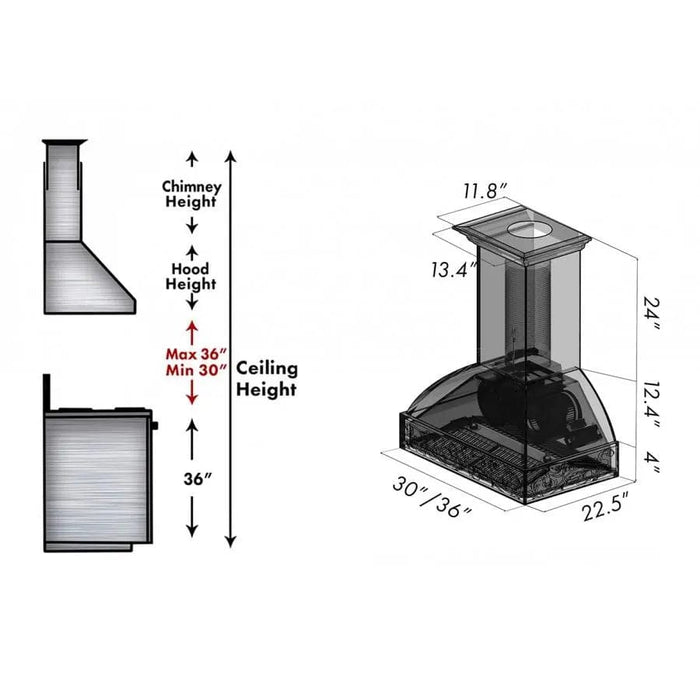 ZLINE 30" Wooden Wall Range Hood, Crown Molding 393AA-30 - Farmhouse Kitchen and Bath