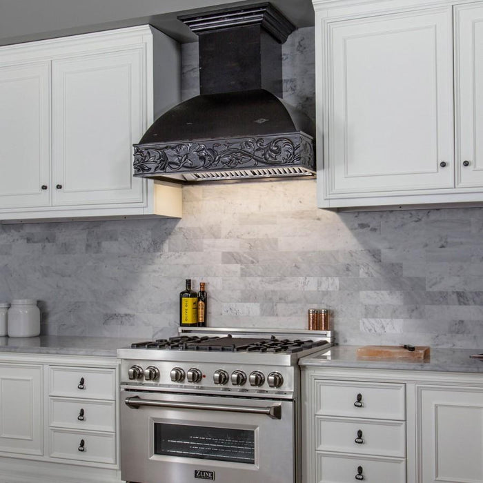 ZLINE 30" Wooden Wall Range, Antigua, Remote Motor, 393AA-RD-30 - Farmhouse Kitchen and Bath