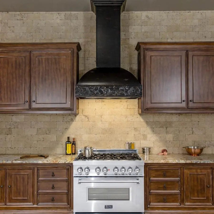 ZLINE 30" Wooden Wall Range Hood, Crown Molding 393AA-30 - Farmhouse Kitchen and Bath