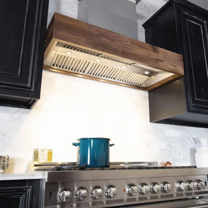 ZLINE 30" Wooden Wall Mount Range Hood Butcher Block, 681W-30 - Farmhouse Kitchen and Bath