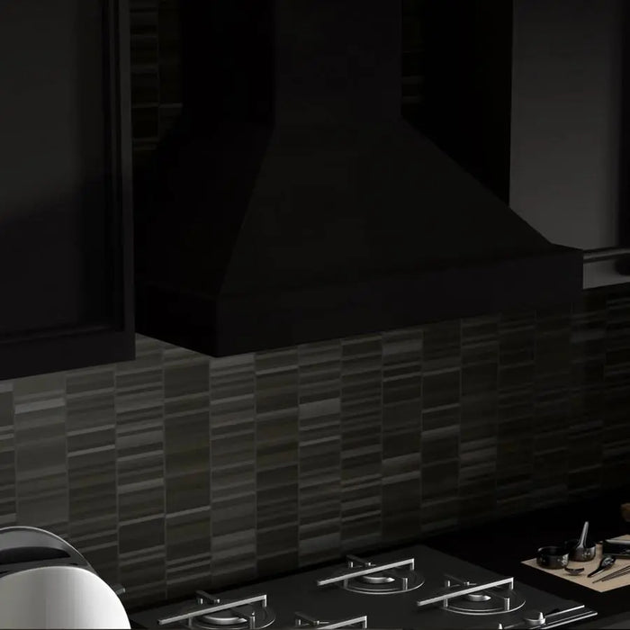 ZLINE 30" Designer Series Wooden Wall Range Hood in Black, KBCC-30 - Farmhouse Kitchen and Bath