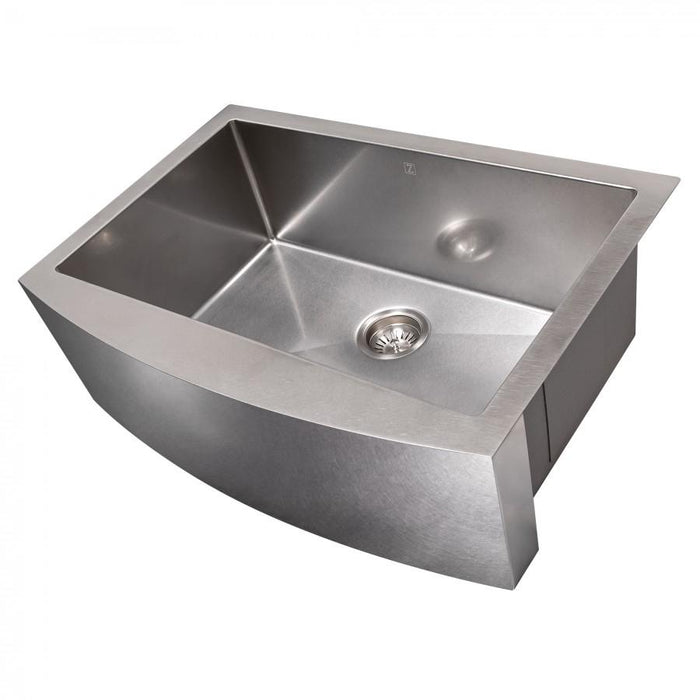 ZLINE 30" Undermount Single Bowl Apron Sink Stainless Steel, SAS-30S - Farmhouse Kitchen and Bath