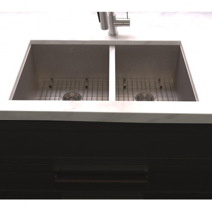 ZLINE 33" Undermount Double Bowl Sink Stainless Steel, SR60D-33S - Farmhouse Kitchen and Bath
