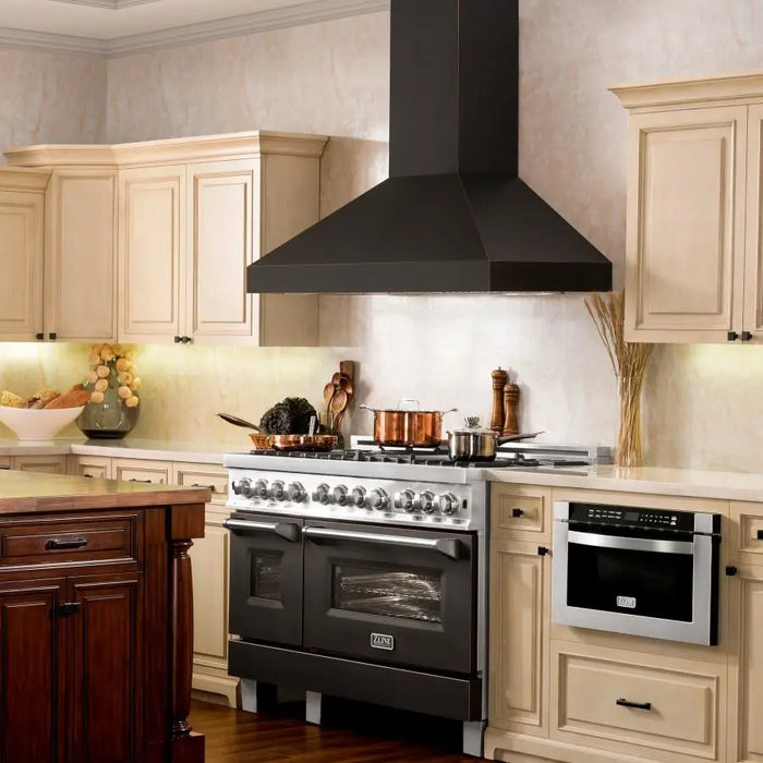 ZLINE 48" Oil-Rubbed Bronze Wall Range Hood, 8667B-48 - Farmhouse Kitchen and Bath