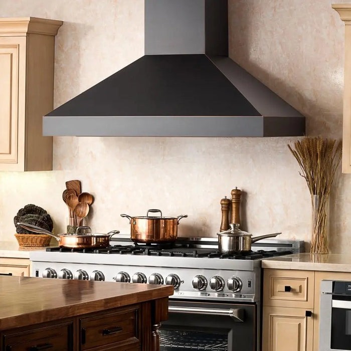 ZLINE 48" Oil-Rubbed Bronze Wall Range Hood, 8667B-48 - Farmhouse Kitchen and Bath