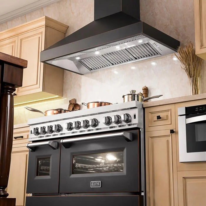 ZLINE 48" Oil-Rubbed Bronze Wall Range Hood, 8667B-48 - Farmhouse Kitchen and Bath