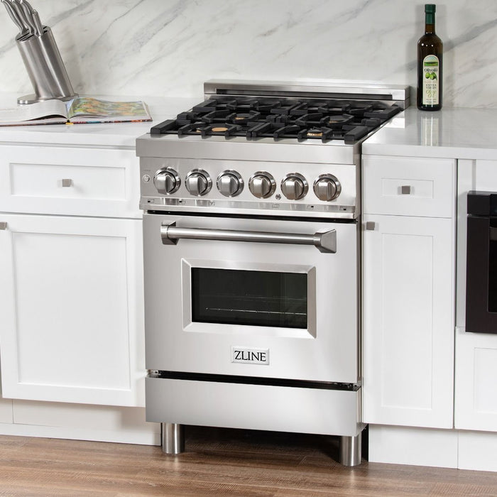 DISCONTINUED-ZLINE 24" Dual Fuel Range, Stainless Steel, Brass Burners, RA-BR-24 - Farmhouse Kitchen and Bath