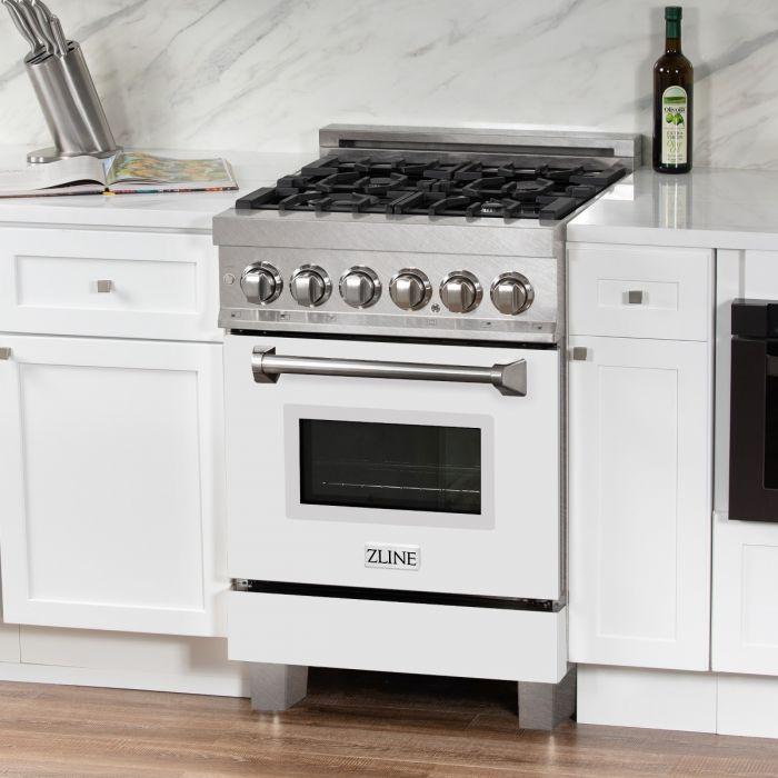 DISCONTINUED-ZLINE 24" Professional Dual Fuel Range, Matte White Door, RA-WM-24 - Farmhouse Kitchen and Bath