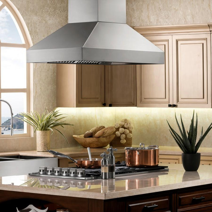 ZLINE 48" Stainless Steel Island Range Hood, 597i-48 - Farmhouse Kitchen and Bath