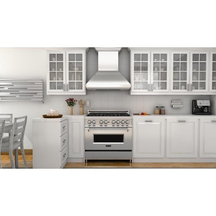 ZLINE 36" Professional Wall Range Hood, Stainless Steel, 587CRN-36 - Farmhouse Kitchen and Bath