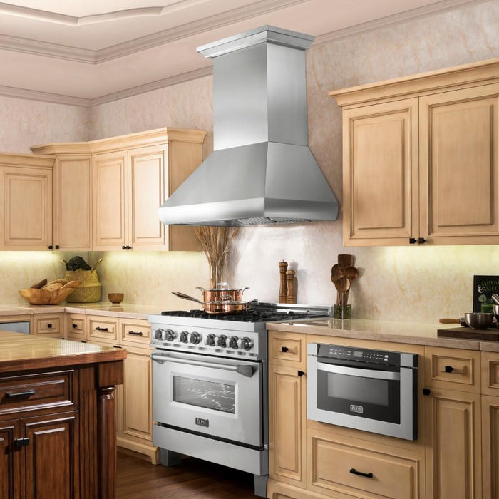 ZLINE 30" Remote Blower Stainless Steel Wall Range Hood, 687-RS-30-400 - Farmhouse Kitchen and Bath